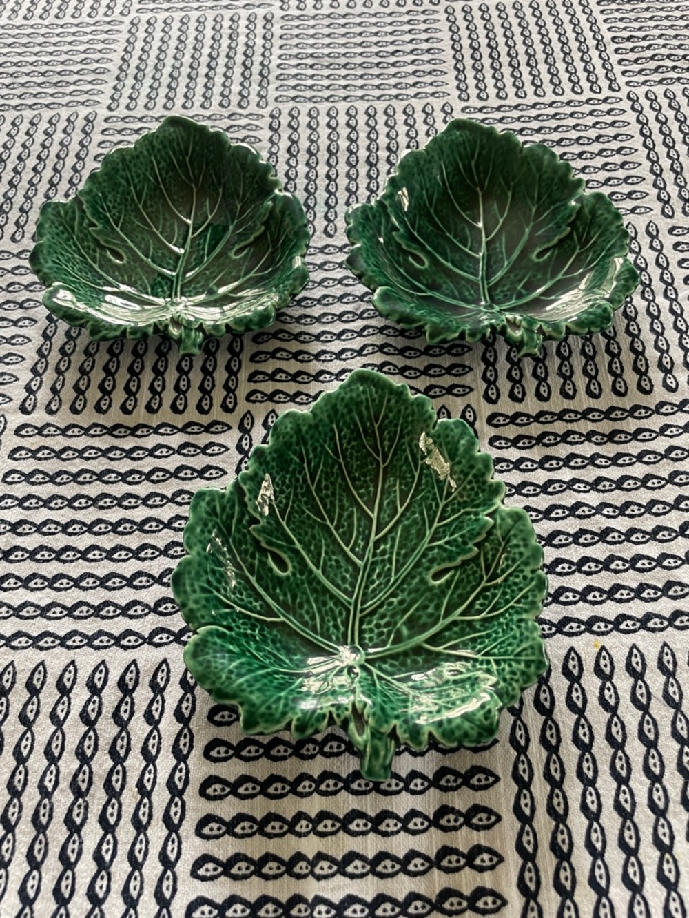 3 Wedgewood leaf dishes